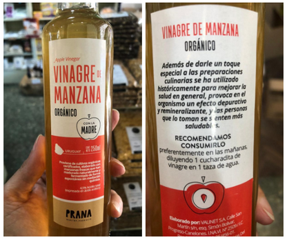 VINAGRE DE MANZANA ORGÁNICO PRANA 250ml